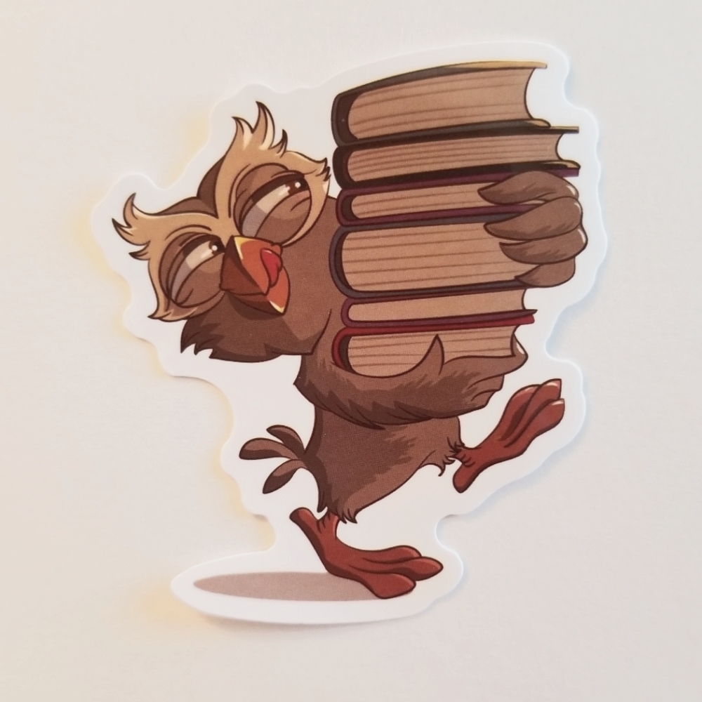 10/$10 Owl Carrying Books Sticker